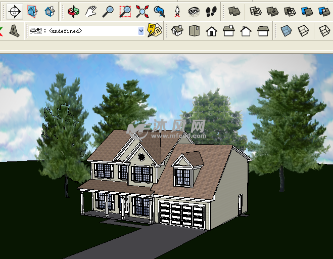 2200平方英尺的模型-sketchup住宅房子-沐风压面机v模型图纸图片