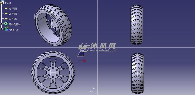 汽车轮胎的简易模型 catia交通工具模型 沐风图纸