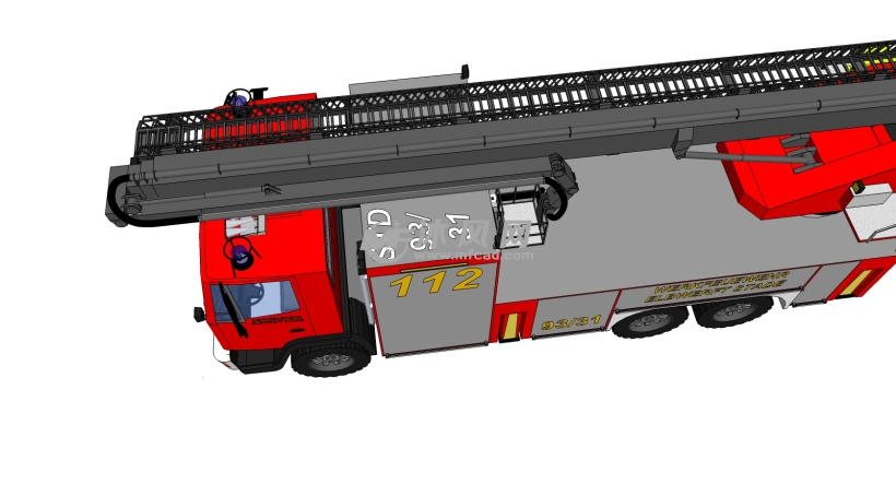 现代消防车带云梯模型 - sketchup工业产品模型