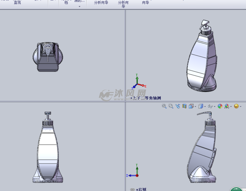 (新)洗手液瓶设计模型 solidworks瓶子容器类模型 沐风图纸