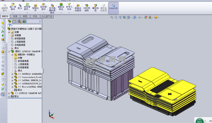 聚能片状锂电池(创新)设计模型 - solidworks生