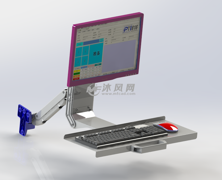 工业显示器支架 - solidworks电脑周边类模型下