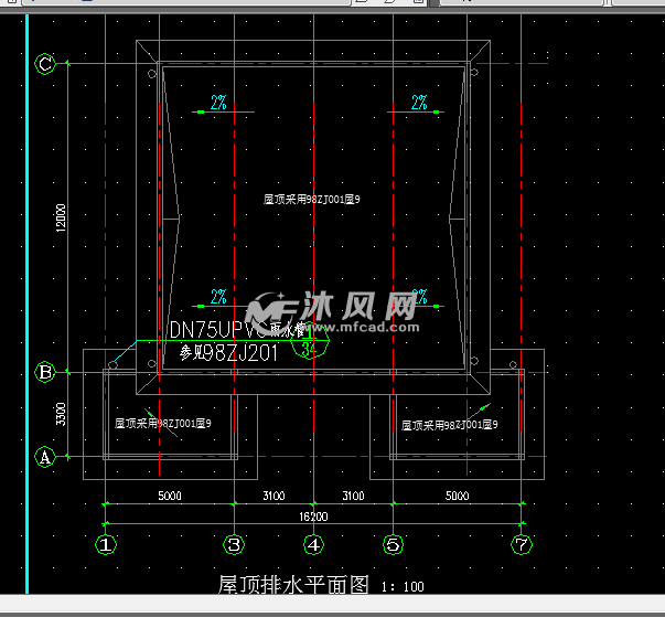 屋顶排水平面图
