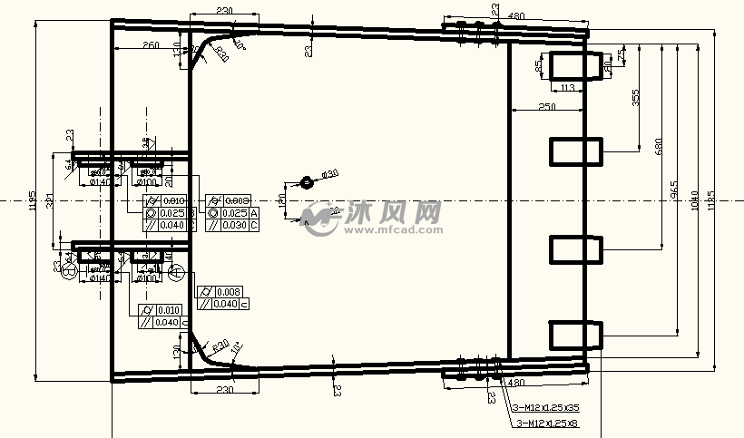 挖掘机挖斗二维图 - autocad起重与提升设备图纸下载