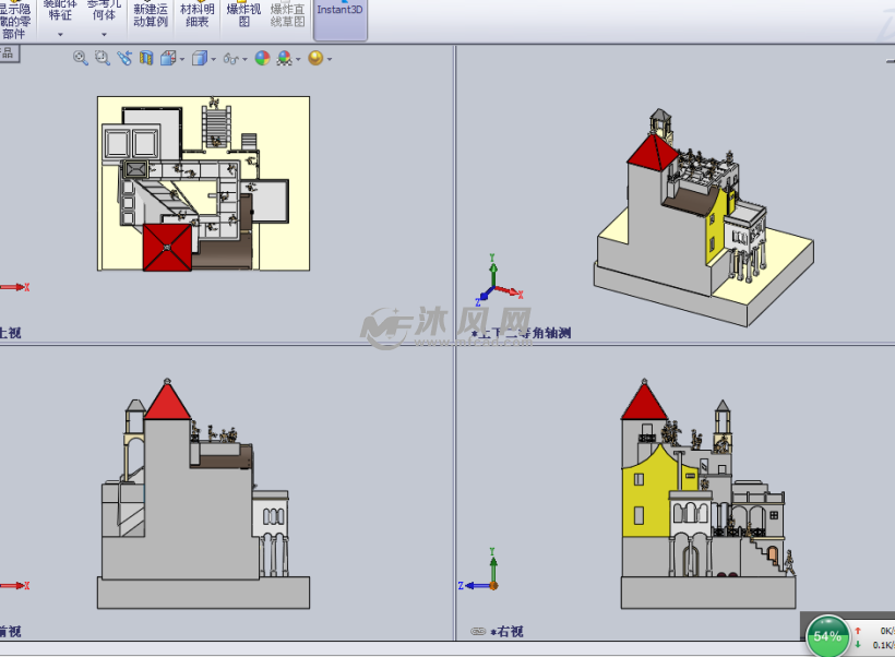 3d欧式城堡设计模型三视图