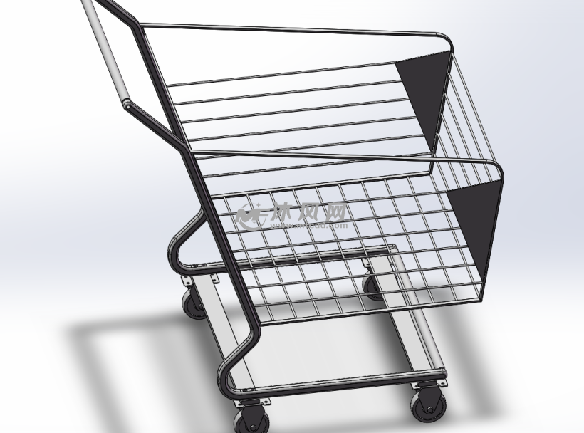 超市购物车时尚设计模型 - solidworks底座支架