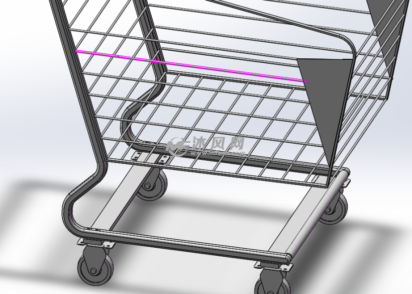 超市购物车时尚设计模型 - solidworks底座支架