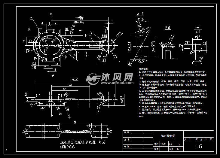汽车连杆零件的锻模设计(模具设计含11张cad图纸)