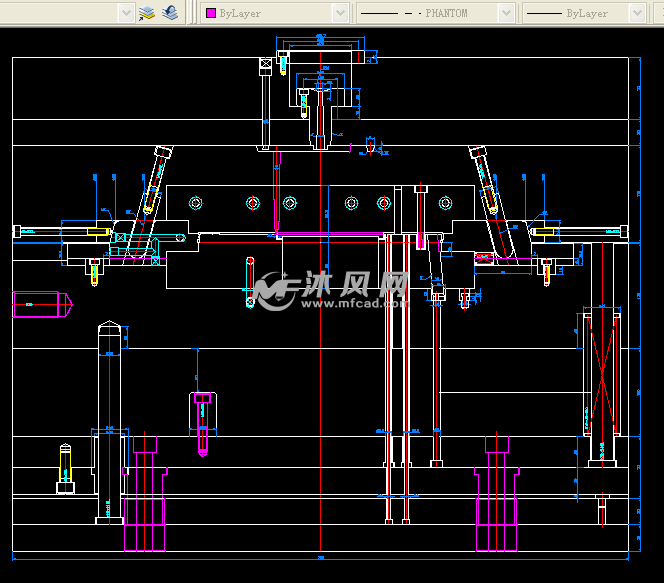 大型机壳体零件2D模具设计结构图斜顶特殊设