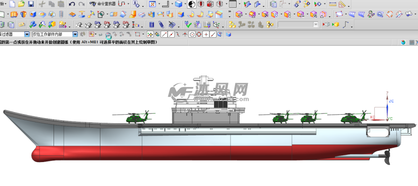 航母三维模型图 - ug军工用品类模型下载 - 沐风图纸