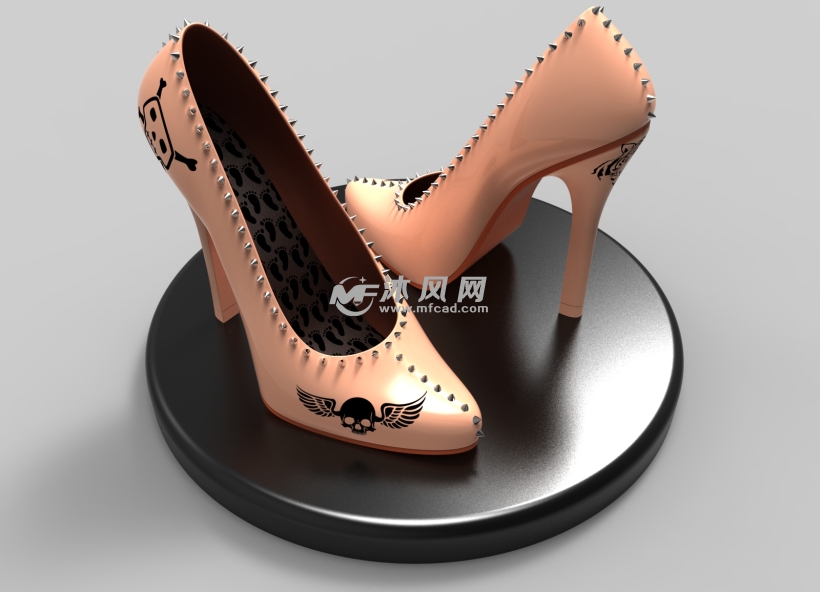 女式高跟真皮鞋模型 - ProE生活用品类模型下