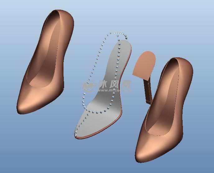 女式高跟真皮鞋模型 - ProE生活用品类模型下