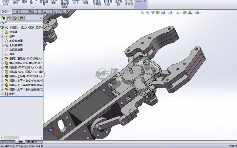 solidworks设计有机玻璃组装机器人机械部分