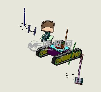 挖掘机简易动作玩具模型 - solidworks玩具公仔