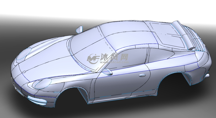 保时捷跑车车身曲面设计模型 - solidworks交通