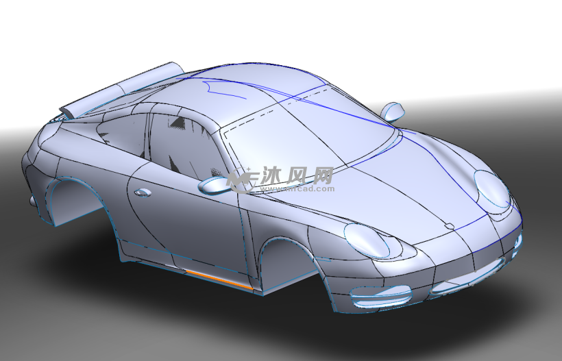 保时捷跑车车身曲面设计模型 - solidworks交通
