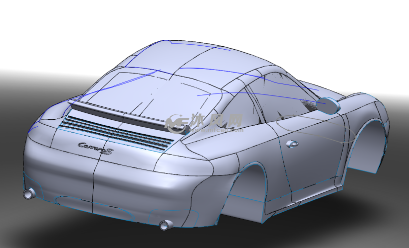 保时捷跑车车身曲面设计模型 - solidworks交通
