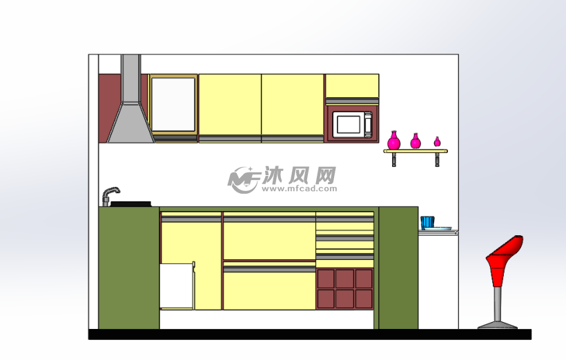 厨房及吧台布局设计模型