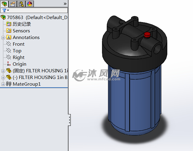 solidworks画过滤器,solidworks画过滤网 过滤器模型(杂质留在瓶子里面) - solidworks机械设备