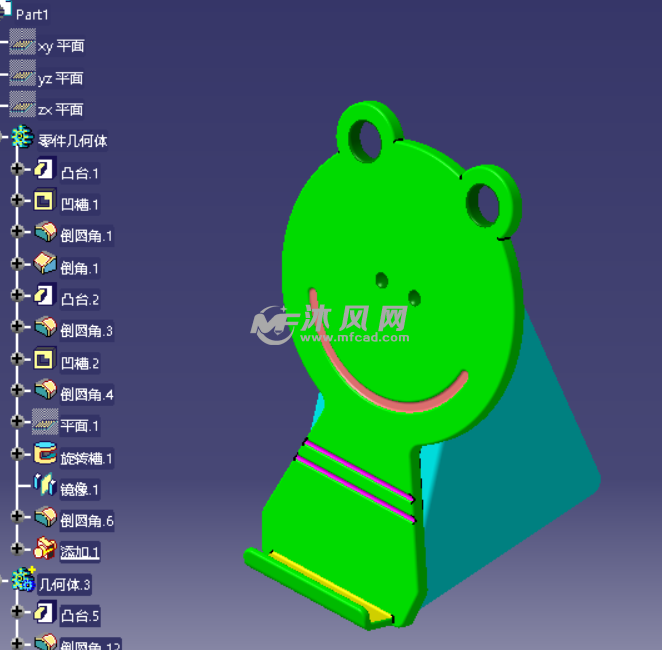 catia带参数小青蛙多功能手机支架 - catia生活
