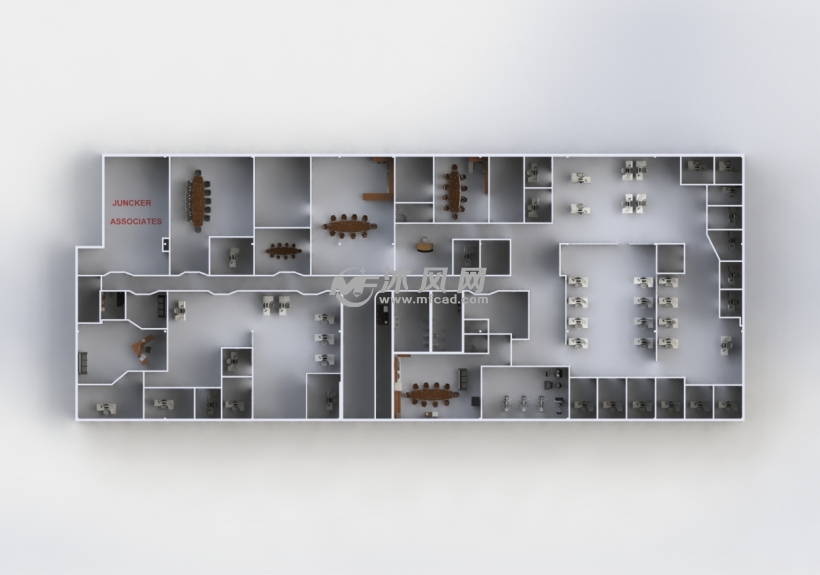 某集团总部办公室区域布局设计模型 - solidwo
