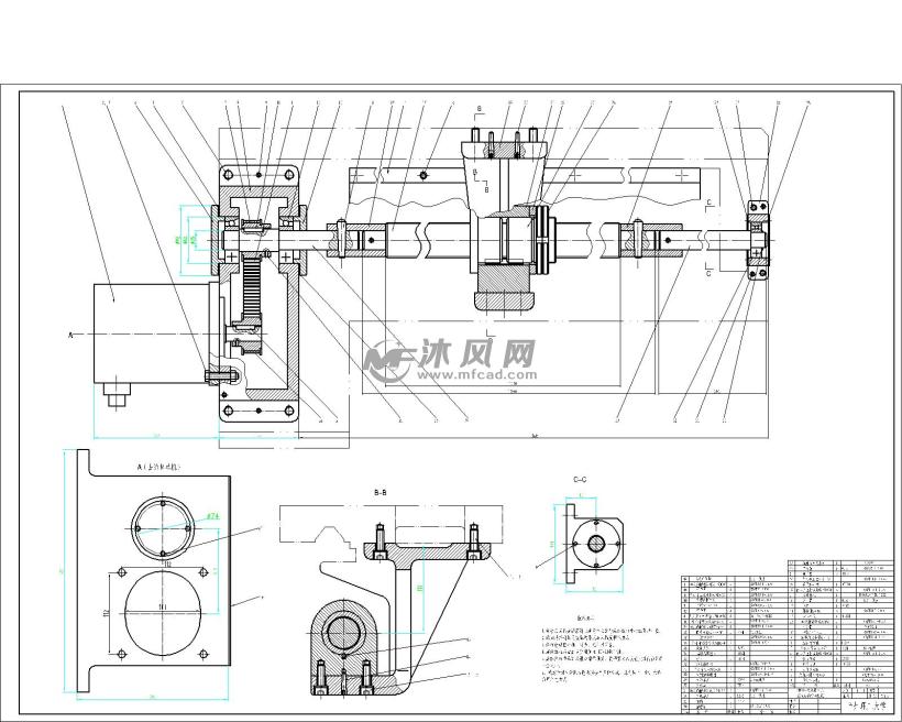 cm6132型数控机床纵向进给传动机构装配图-model