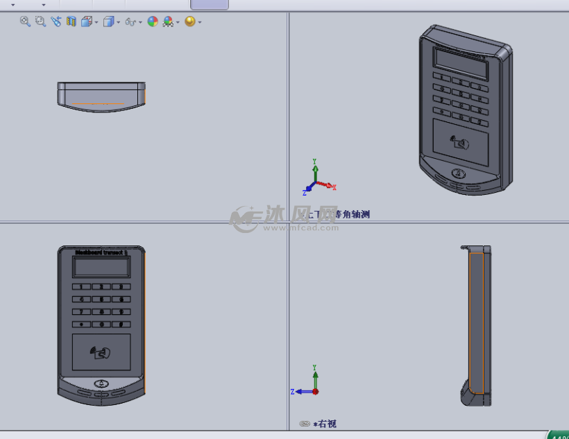 家用密码锁防盗门锁设计模型三视图