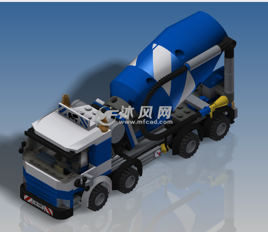乐高玩具拼图之水泥搅拌车设计模型 - solidwo