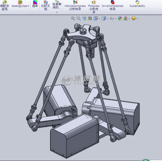 delta机械手设计模型 - solidworks机械设备模型下载 - 沐风图纸