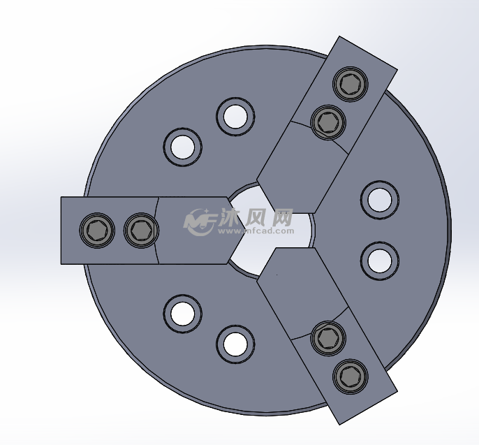 8英尺四爪卡盘模型v卡盘全套-solidworks底座支图纸De25图片