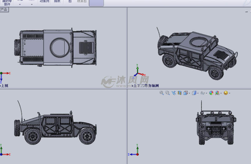 悍马装甲车设计模型三视图