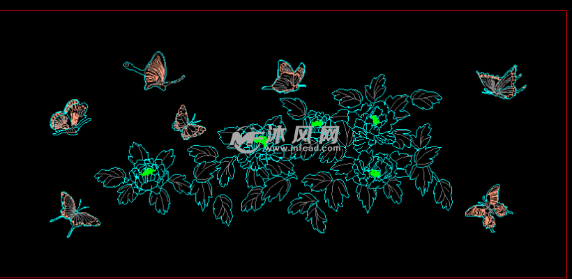 壁画\/风景画\/装饰画CAD(蝴蝶与花,鹿竹同春,万