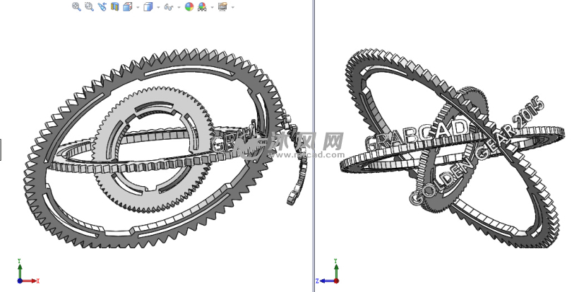 金齿轮奖杯创意设计sw模型 - solidworks生活用品类