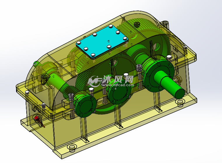 直齿圆柱齿轮二级减速器 - solidworks机械设备