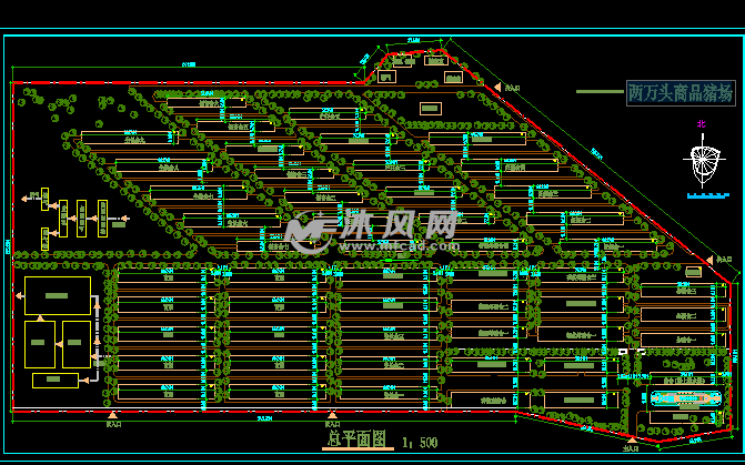 cad图纸 建筑图纸 工农业建筑图纸 车间厂房施工图纸 养猪场总平面