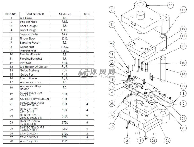 十字型连接片冲压模具设计模型爆炸解析图