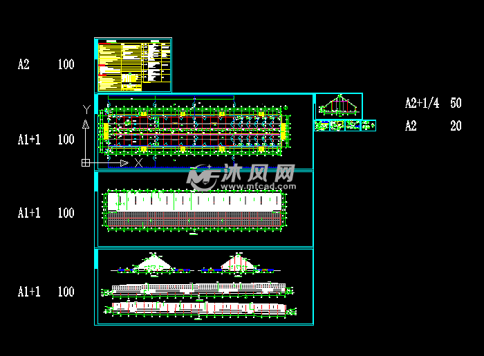 牛舍/牛棚/奶牛场cad设计图 cad农业建筑图纸下载,免费农业cad施工