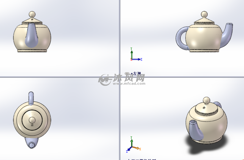 陶瓷茶壶模型三视图