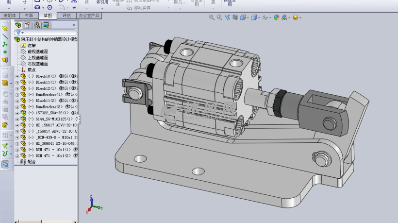 液压缸小结构的伸缩器设计模型 - solidworks机械设备