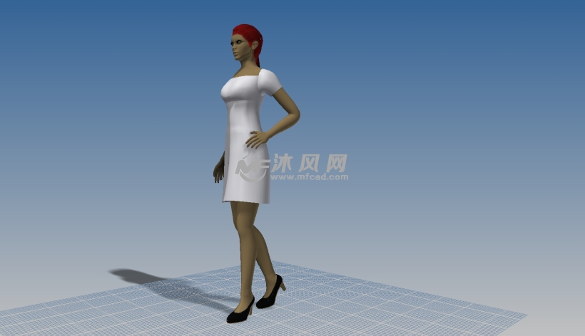 穿连衣裙的人类女人妇女模型 - solidworks动物模型
