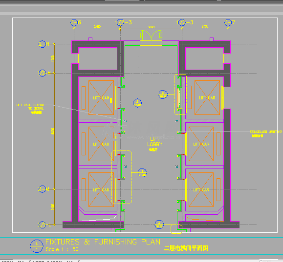 电梯间/电梯厅/轿厢cad装修施工图