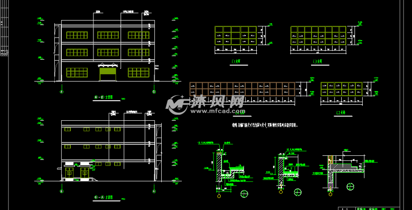某三层框架厂房车间建筑平面 - AutoCAD厂区规