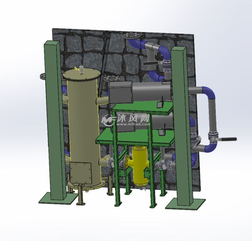 热水存储器设计模型 - solidworks机械设备模型