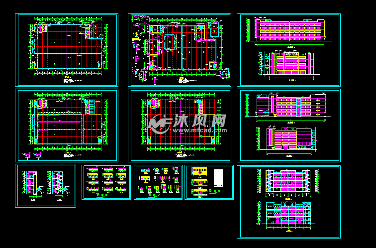 某五层厂房建筑平面施工图(平面cad 结构cad pdf墨线图)