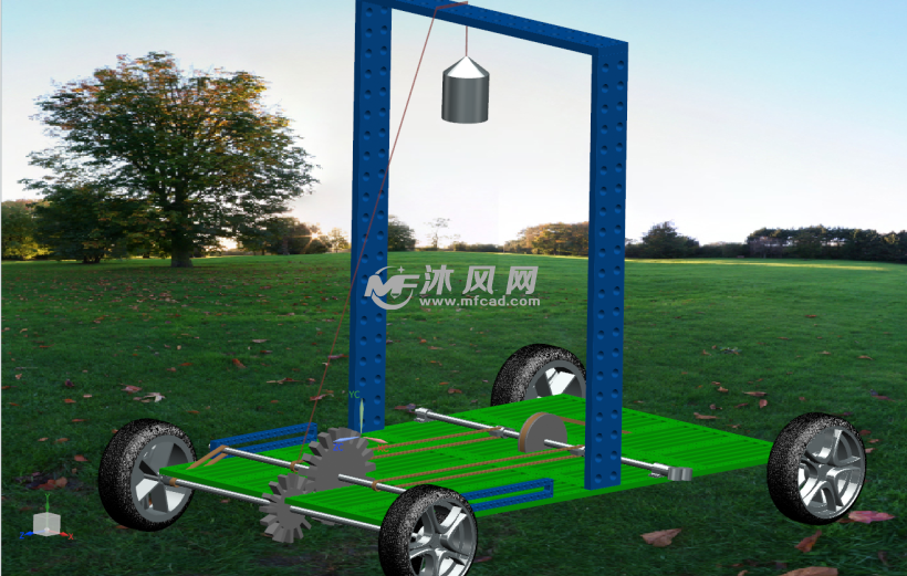 橡皮筋弹性势能重力势能动力小车 - ProE玩具