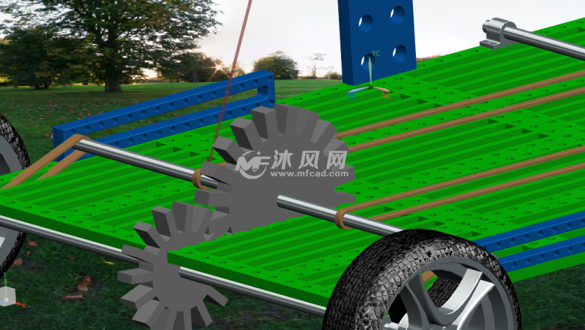 橡皮筋弹性势能重力势能动力小车 - ProE玩具