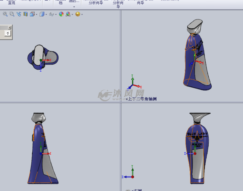 玻璃瓶设计模型三视图