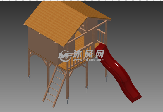 木质小木头房子设计模型 - solidworks园林建筑
