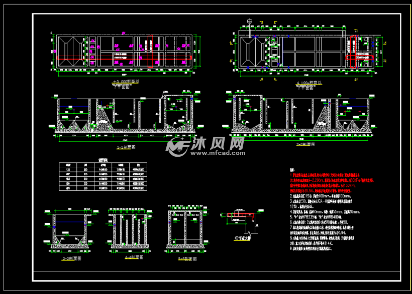 污水处理池工艺结构图 - 生活污水处理图 - 沐风图纸