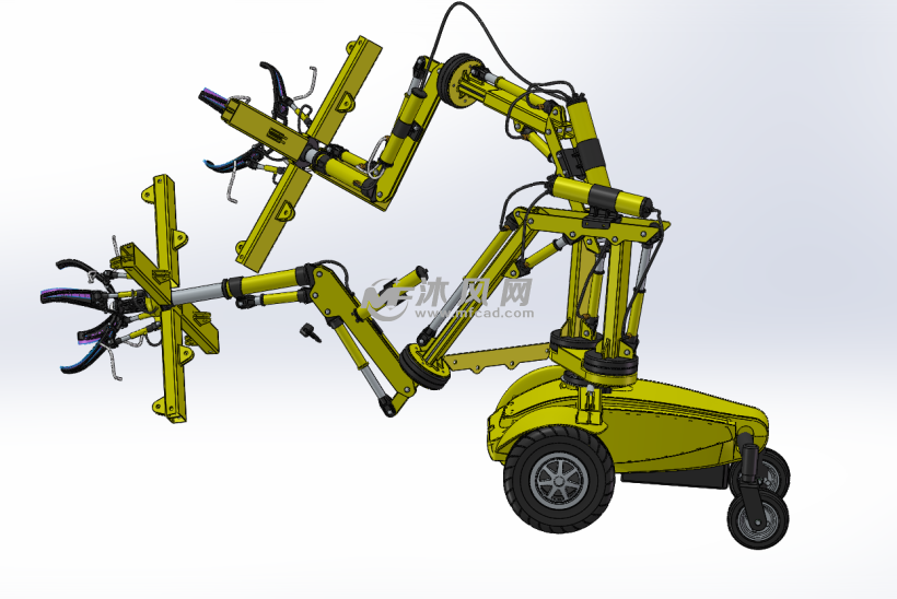 矿山研究型液压传动机器人夹钳机械臂模型